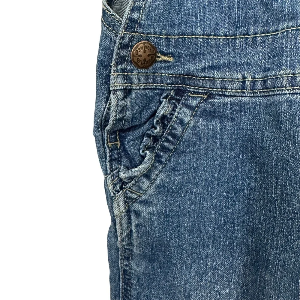 Oshkosh B'gosh Blue Vestbak Overalls Toddler Girl Heart Pocket 2T Ruched Pockets